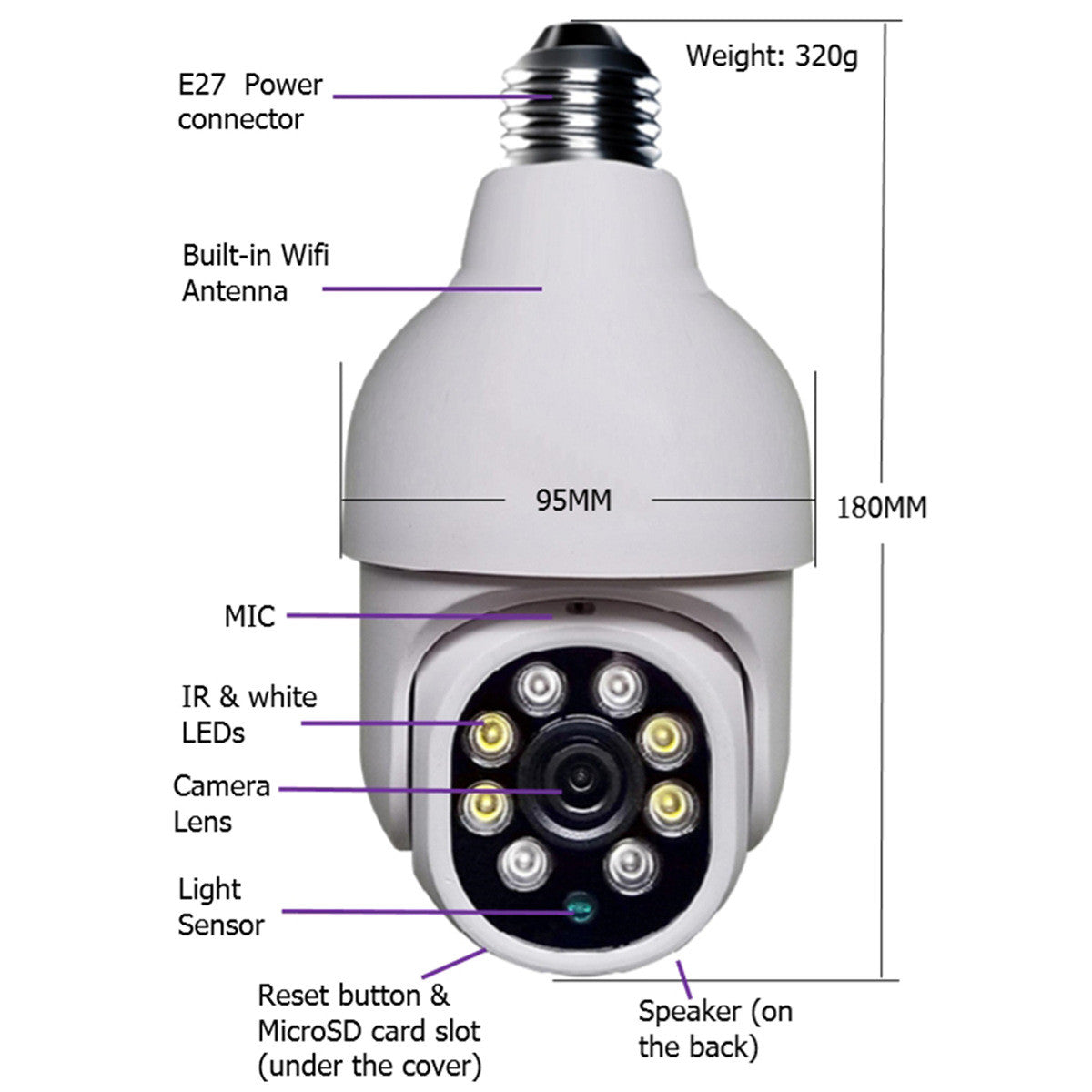 Caméra de Surveillance de sécurité haute définition, connexion WIFI sans fil, maison intelligente