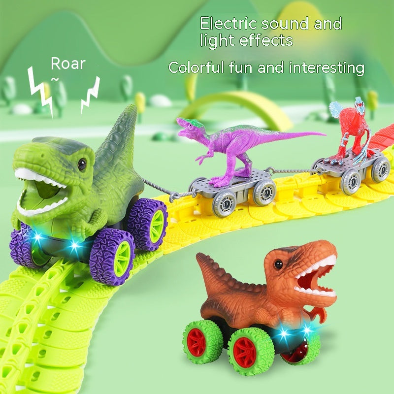 Jouet en plastique électrique de piste de dinosaure de montagnes russes pour enfants