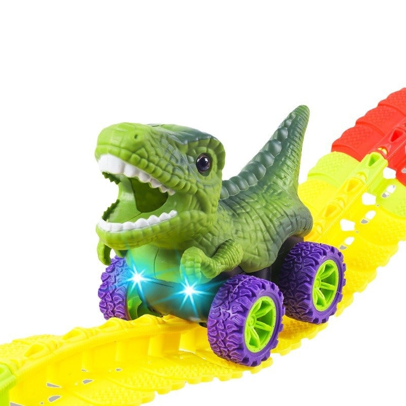 Jouet en plastique électrique de piste de dinosaure de montagnes russes pour enfants
