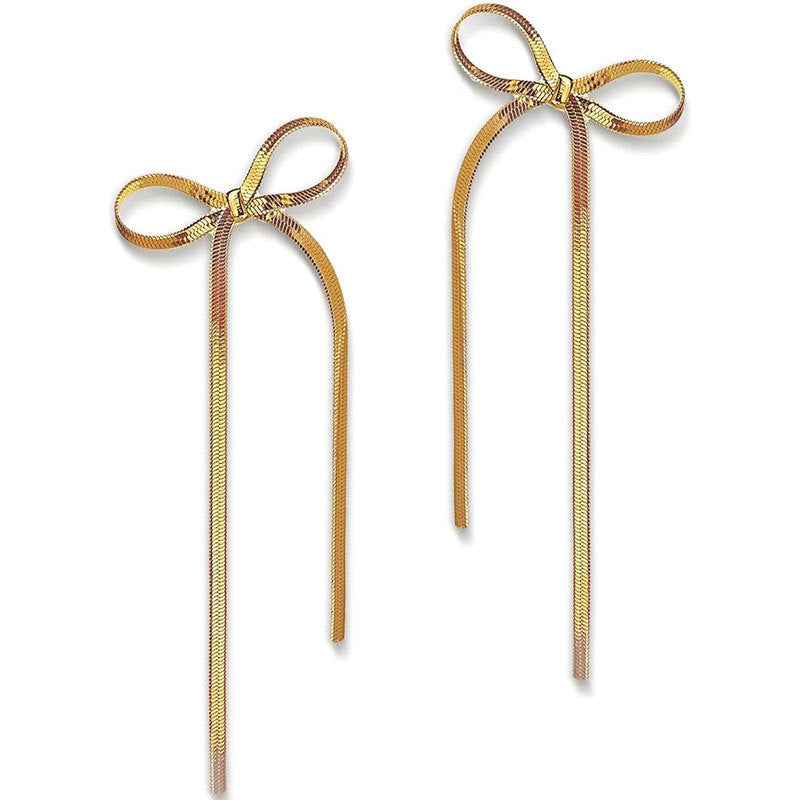 Boucles d'oreilles longues à pampilles et nœud pour femmes