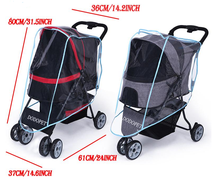 Housse de pluie pour poussette pour animaux de compagnie, imperméable pour bébé, poussette pour chien, housse de pluie, protection contre le vent