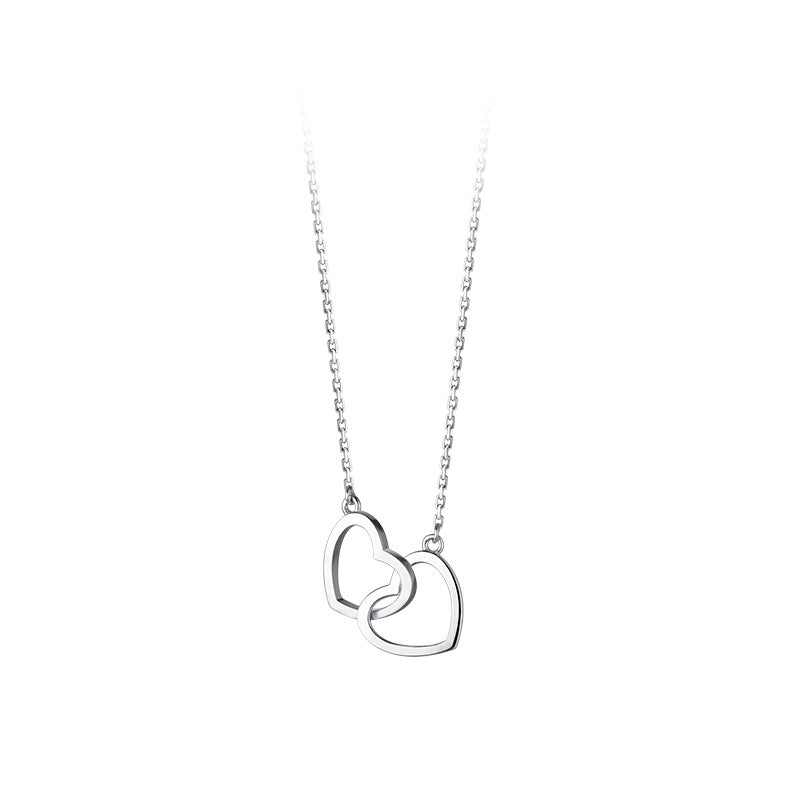 Collier en acier titane à double cœur entrelacé, bijoux