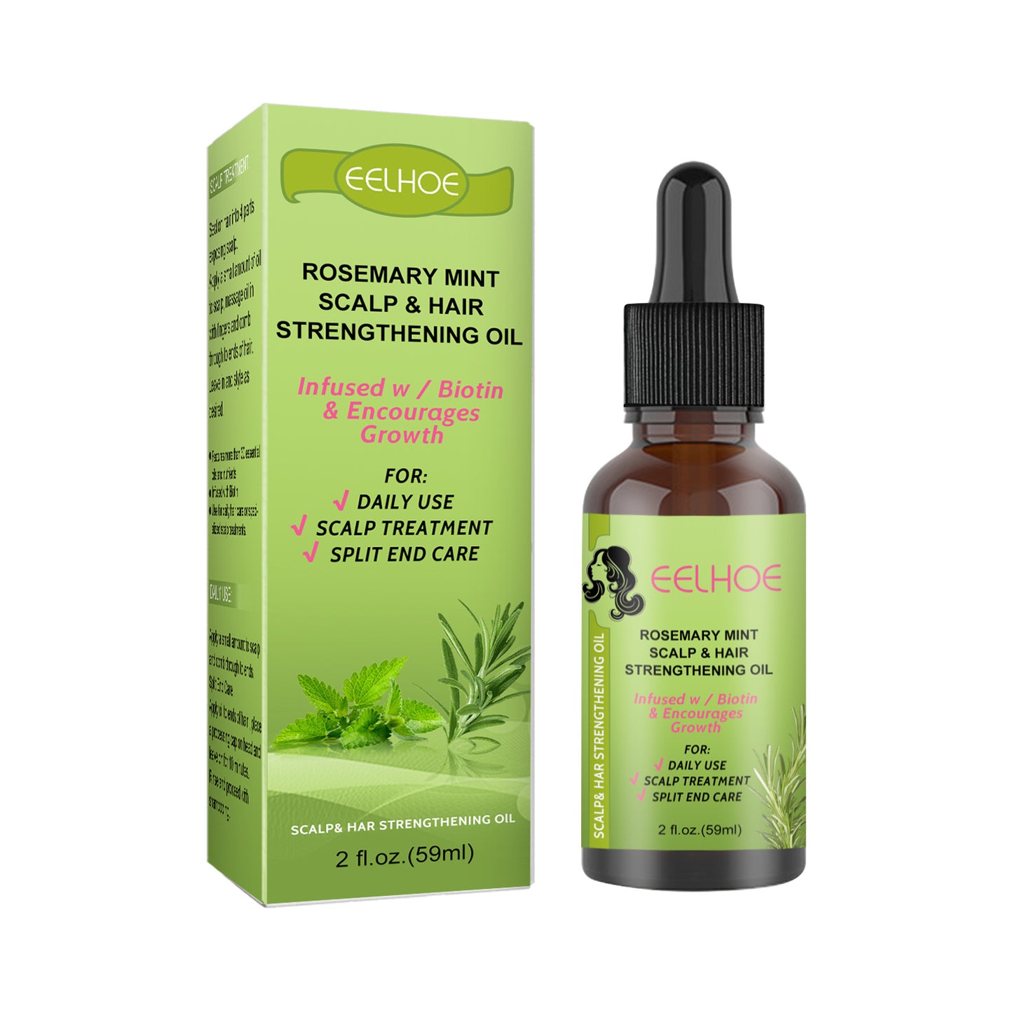 Masaje del cuero cabelludo fluido para el crecimiento del cabello con menta y romero