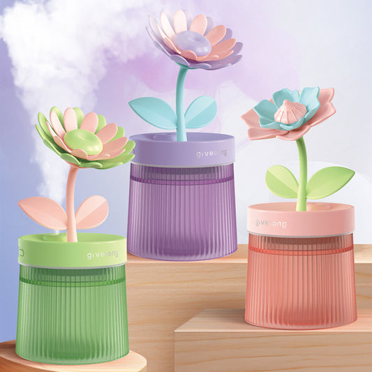 Humidificateur d'air à fleurs, petite lampe de nuit USB