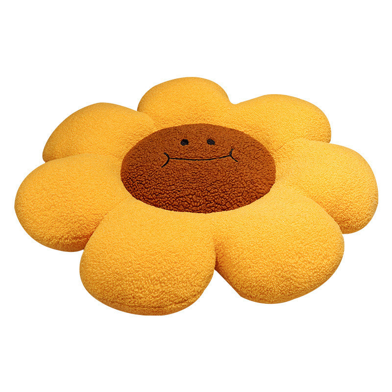Coussin décoratif à motif de fleur de tournesol de dessin animé, baie vitrée