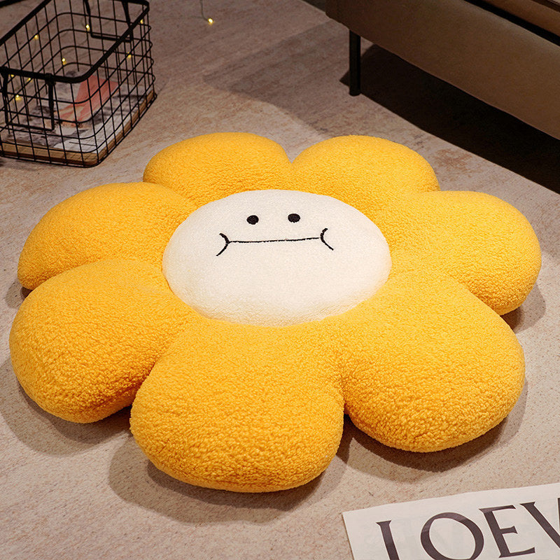 Coussin décoratif à motif de fleur de tournesol de dessin animé, baie vitrée