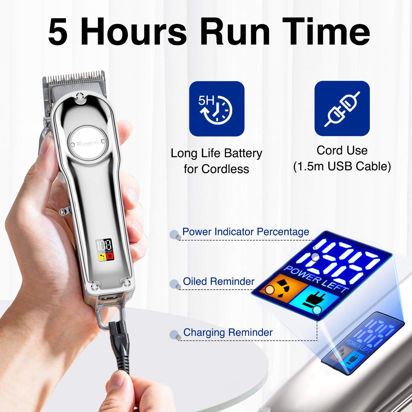 Tondeuse à cheveux 3 en 1 pour homme, étanche IPX7, kit de toilettage, tondeuse à cheveux sans fil pour femmes et enfants, affichage LED, rechargeable par USB, interdit par Amazon